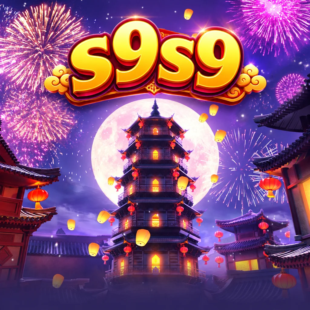 Tampilan visual bertema kembang api malam dan pagoda megah dari s9s9