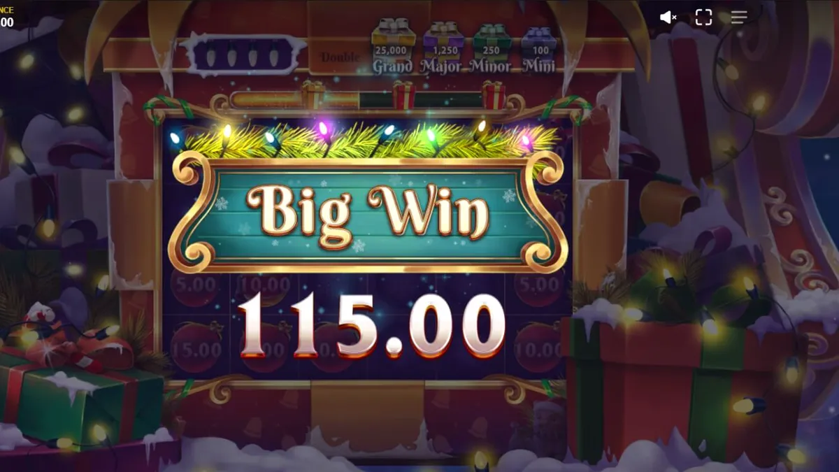 Jingle Bells Bonanza 2 slot game screen with festive holiday theme
