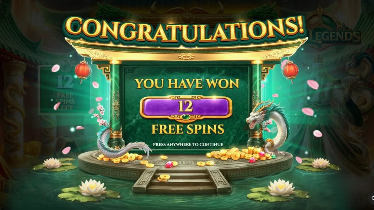 Tampilan visual slot Jade Legends dengan tema naga dan mitologi Asia.